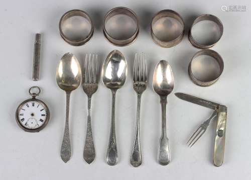 A late Victorian silver christening fork and spoon, engraved...