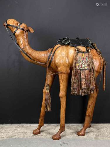 Large Vintage Indian Leather Camel Statue