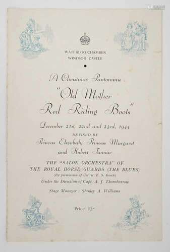 Rare wartime Royal Pantomime programme for Old Mother Red Ri...