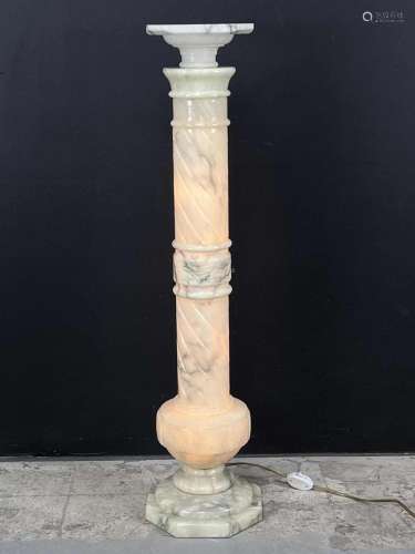 Vintage Italian Alabaster Lighted Carved Pedestal