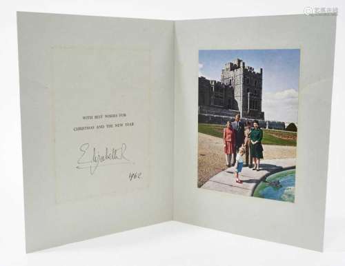 H.M.Queen Elizabeth II signed 1962 Christmas card with twin ...