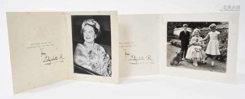 H.M.Queen Elizabeth The Queen Mother, two signed Christmas c...