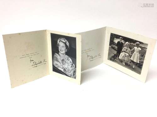 H.M.Queen Elizabeth The Queen Mother, two signed Christmas c...