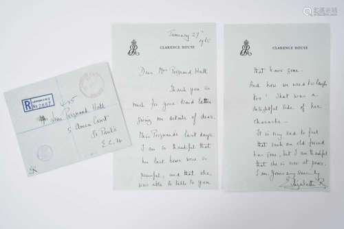 H.M.Queen Elizabeth The Queen Mother, handwritten letter on ...