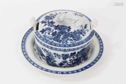 Worcester blue and white butter tub, cover and dish, circa 1...