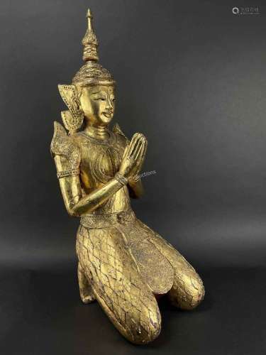 Thai Vintage Carved Gildwood Teppanom Angel