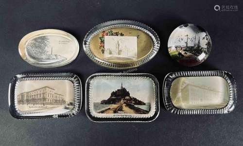 Lot Of Vintage Glass Travel Souvenir Paperweights