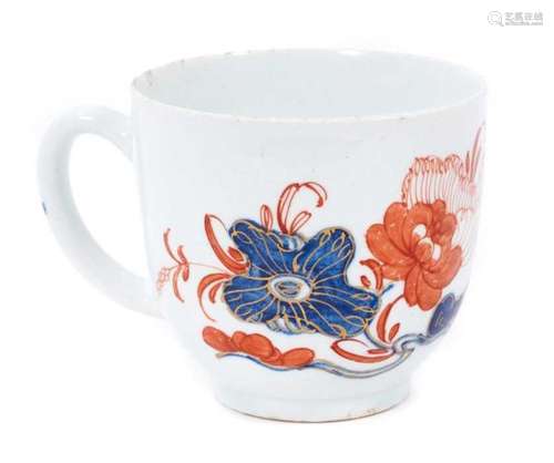 A Bow coffee cup, painted in Imari style, circa 1750-52