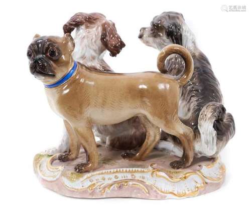 Meissen porcelain group of dogs