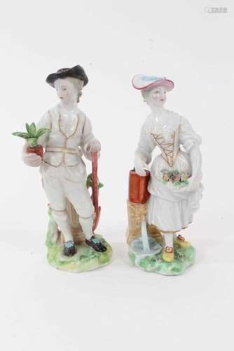 Pair of Derby gardener figures