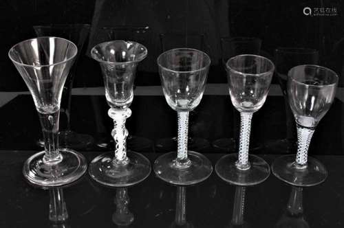 Five 18th century drinking glasses