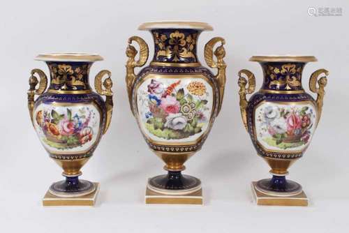 19th century English porcelain garniture of three vases