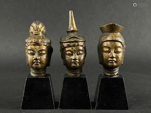 South East Asian Vintage Gilt Metal Buddhist Heads