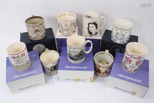 Collection of Wedgwood commemorative mugs