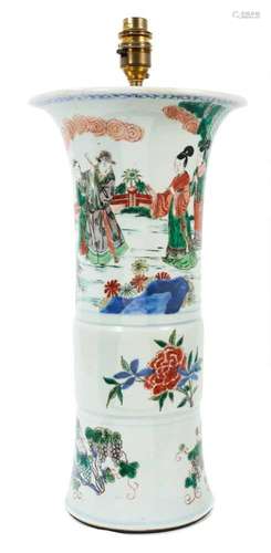 Large 19th century Chinese Wucai porcelain Gu vase, painted ...