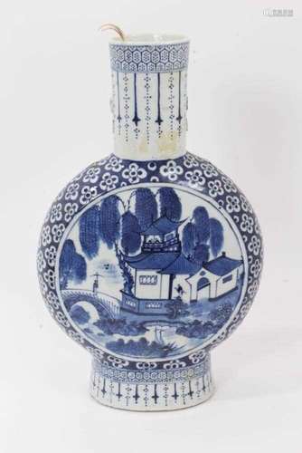 Chinese blue and white porcelain moon flask