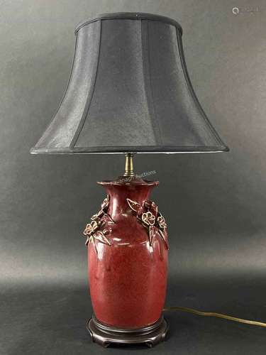 Vintage Oriental Accents Oxblood Art Pottery Lamp