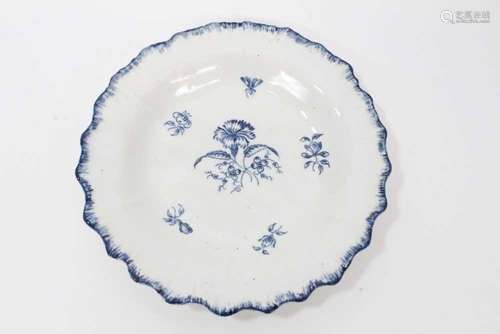 A rare Caughley blue printed Gillyflower pattern plate, circ...