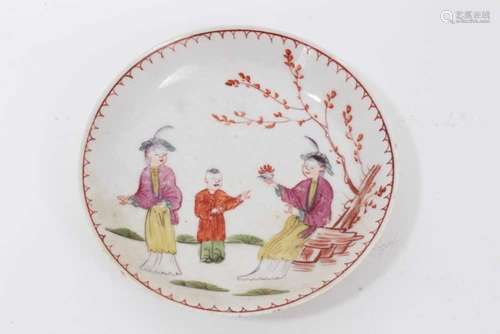 A Bow saucer, painted in Chinese style, circa 1760