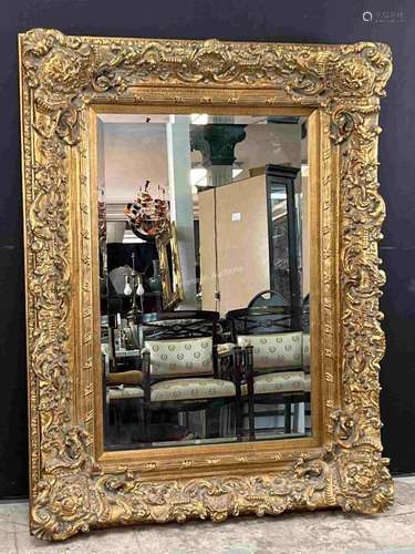 Large Vintage Ornate Rococo Gilt Bevelled Mirror