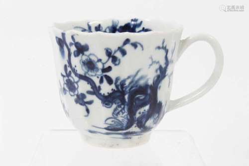 A Worcester Prunus Root pattern faceted coffee cup, circa 17...