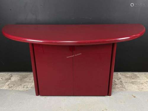 Italian Red Lacquered Modernist Dining Table