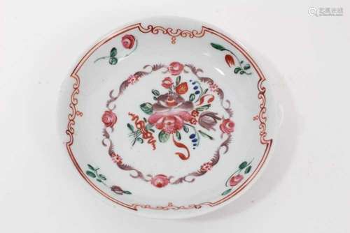 A Badderley-Littler saucer, painted in Chinese famille rose ...