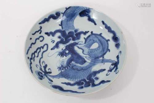 A Chinese dragon pattern dish, 18th century