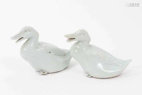 Pair of Chinese celadon glazed ducks