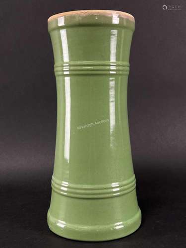 Green Art Pottery Flared Cylinder Vase