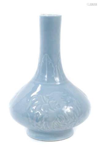 Chinese claire de lune glazed bottle vase