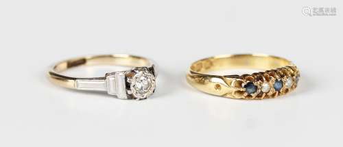 A late Victorian 18ct gold, sapphire and diamond five stone ...