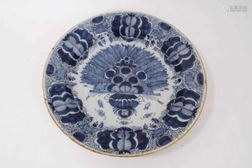18th century Dutch blue and white delftware dish, decorated ...
