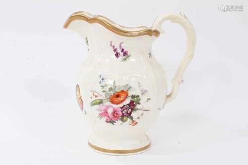 Good 19th century floral decorated jug, possibly Welsh, 20.5...
