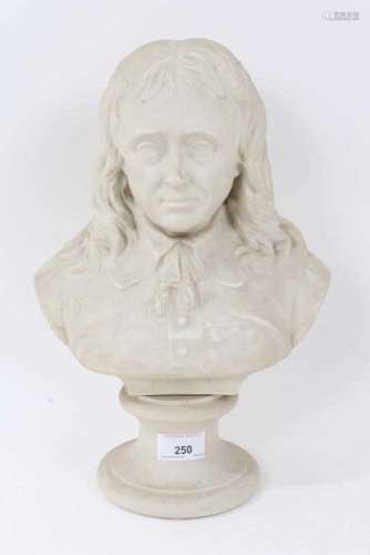 A Victorian Copeland Parianware bust of Milton, on socle bas...