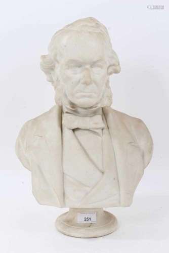 A Victorian Parianware bust of Richard Cobden by E.W. Wyon, ...