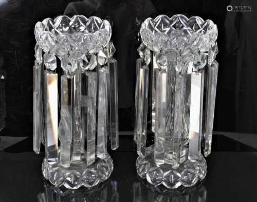 Two pairs of clear glass lustres