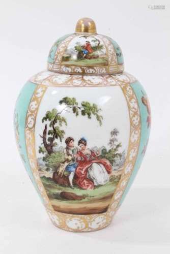 A Dresden ovoid vase and cover