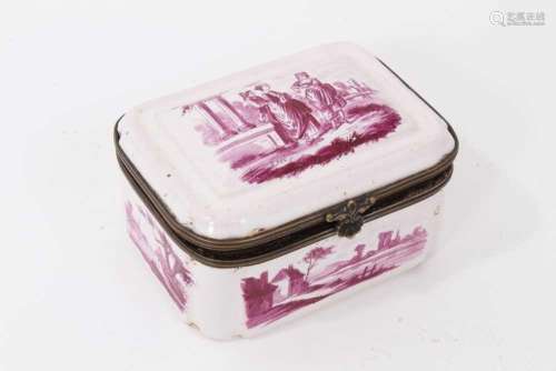 A faience box, painted in purple