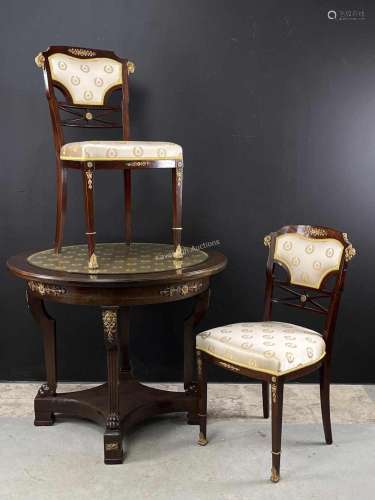 French Empire Style Breakfast Center Table, Chairs