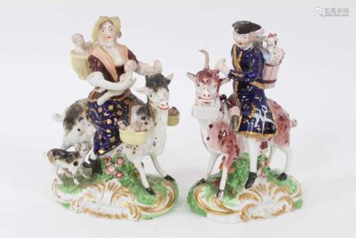 A pair of Derby figures of The Welsh Tailor and His Wife, ci...