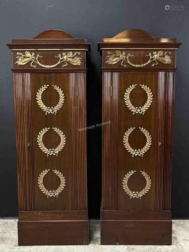 Pair of French Empire Style Pedestal Cabinets