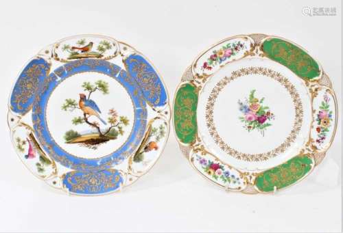Two Paris porcelain plates, decorated in the Feuillet worksh...