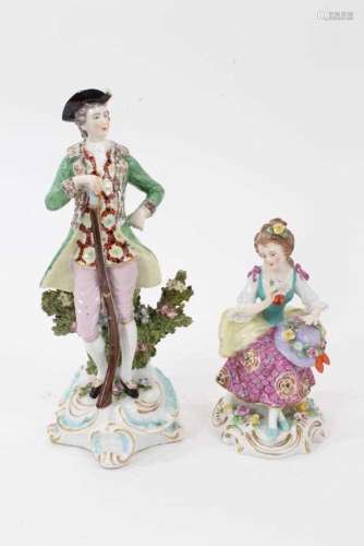 A Continental porcelain figure of a sportsman, in Derby styl...