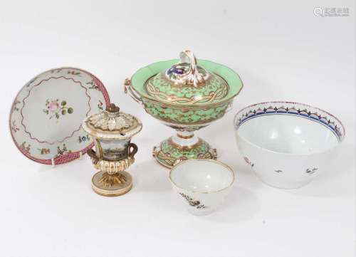 A New Hall slop bowl, a Chamberlains Worcester inkwell and c...