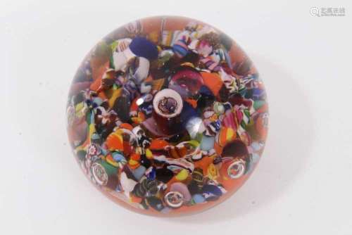 Paul Ysart, multi-coloured Harlequin glass paperweight, with...