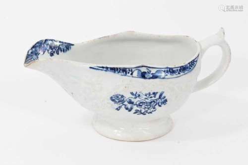 A Lowestoft blue and white sauceboat, circa 1770