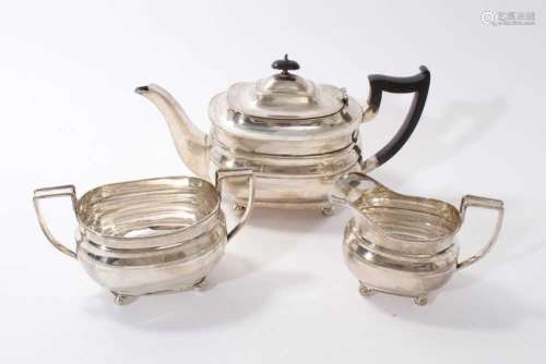 1930s three piece silver tea set