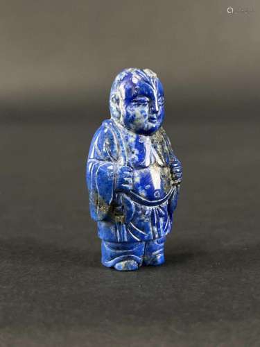 Chinese Lapis Lazuli Carved Figural Snuff Bottle