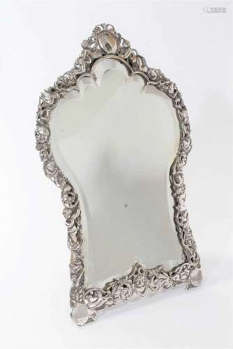 Victorian pierced silver dressing table mirror
